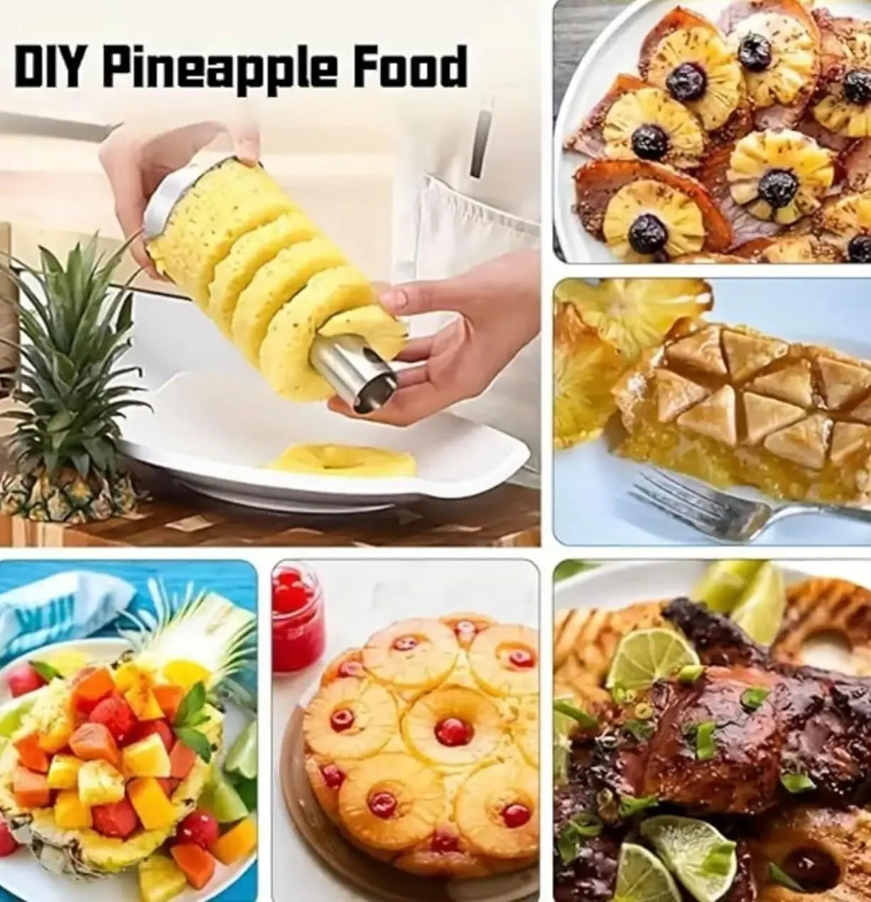 Stainless Steel Pineapple Corer Slicer Peeler, Upgraded Reinforced Thick Blade Tool with Detachable Core Remover, Multi-Purpose Fruit Ring Dicer Kitchen Accessories for Home Use