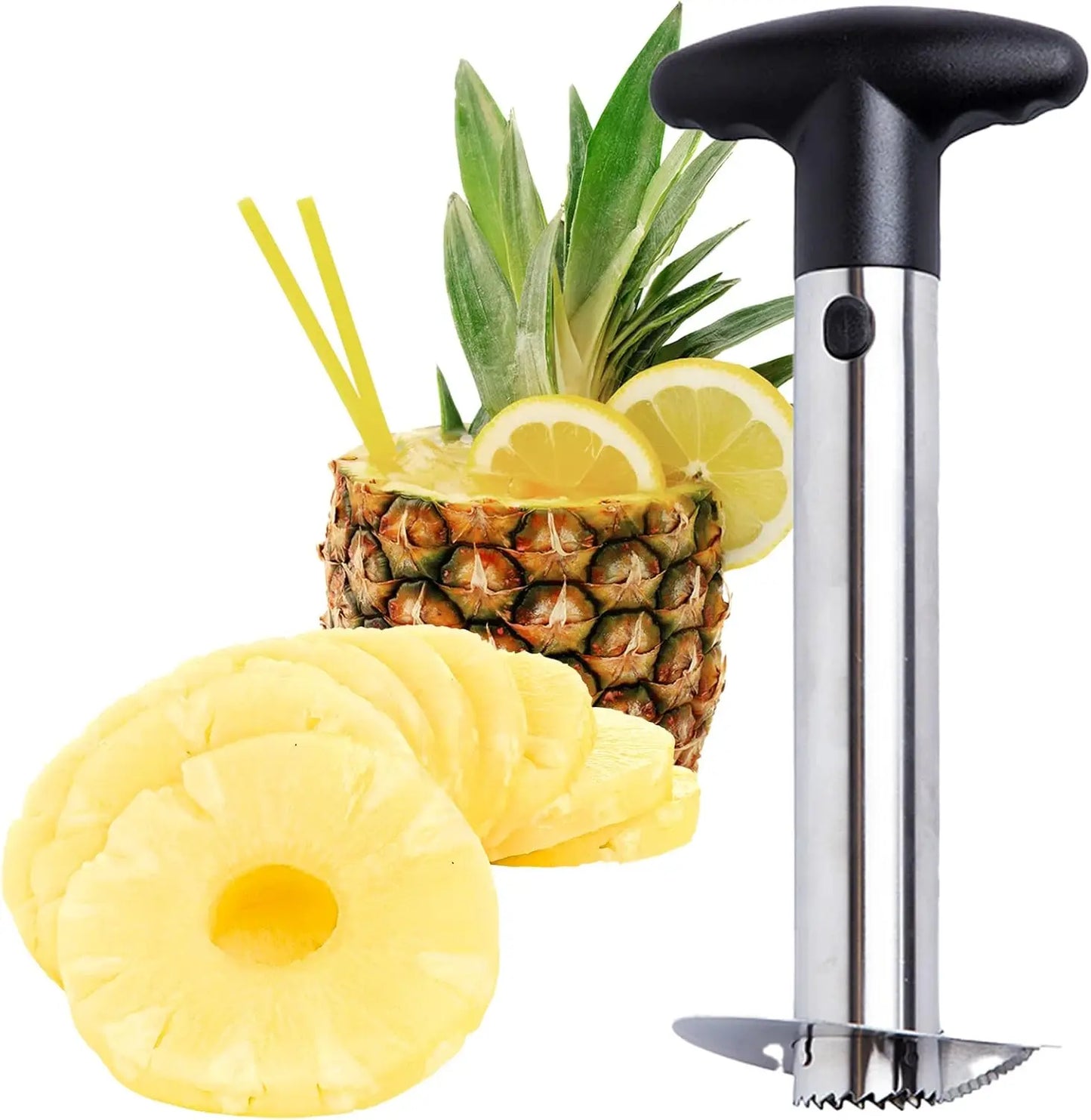 Stainless Steel Pineapple Corer Slicer Peeler, Upgraded Reinforced Thick Blade Tool with Detachable Core Remover, Multi-Purpose Fruit Ring Dicer Kitchen Accessories for Home Use