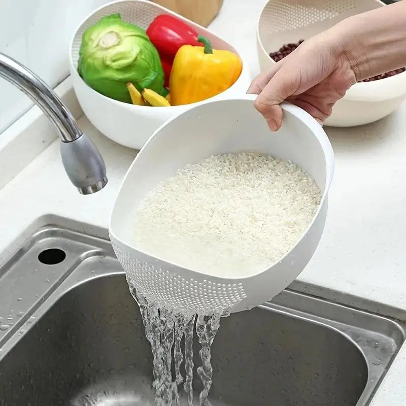 Rice Washing Drain Basket, 1 Count Household Kitchen Rice Washing Strainer, Kitchen Sink Strainer, Kitchen Storage & Organization Supplies, Food Colander Kitchenware, Kitchen Strainer Utensils, Kitchen Gadgets